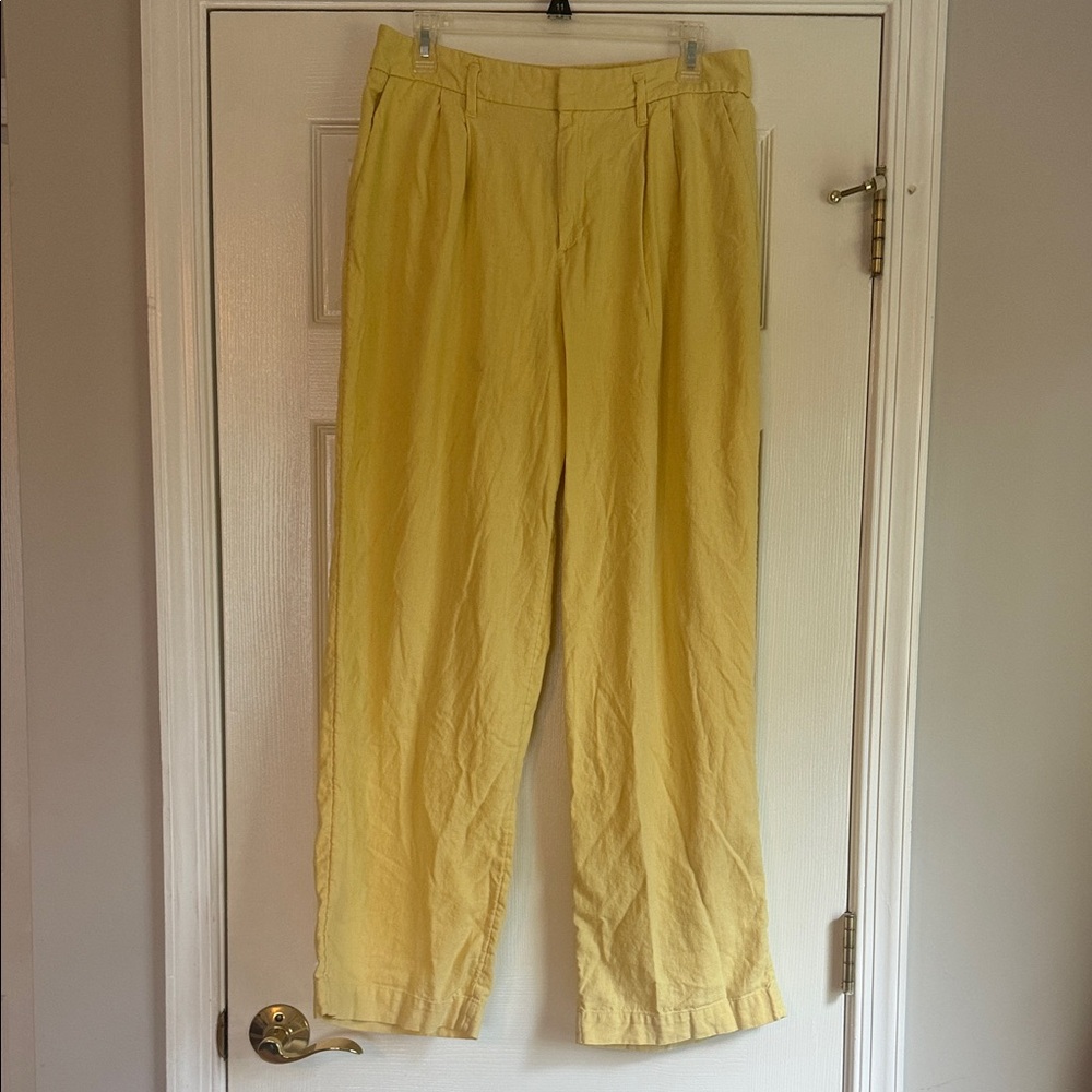 A New Day Yellow Linen Trousers